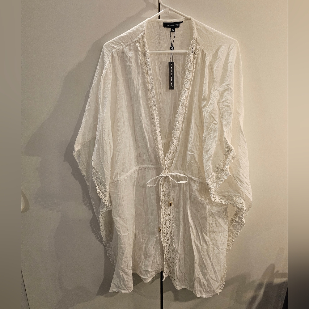 Club Z Collection Womans 3X White Swimsuit Cover Up